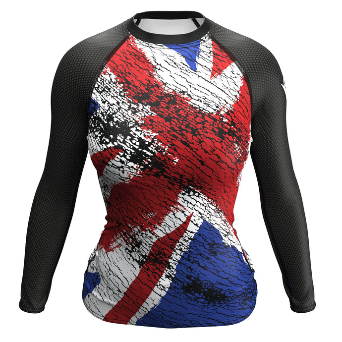 Reino Unido (Bandeira Union Jack) - Atleta Olímpico Urbano (Rash Guard Feminino)